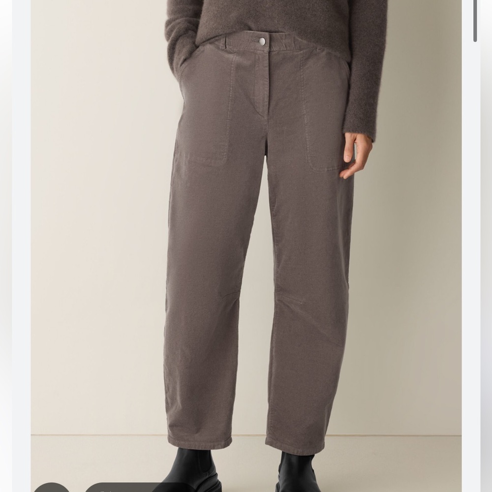Eileen Fisher XL NWOT Barrel Stretch Organic Cotton Arch  Ankle Pants Rye Brown